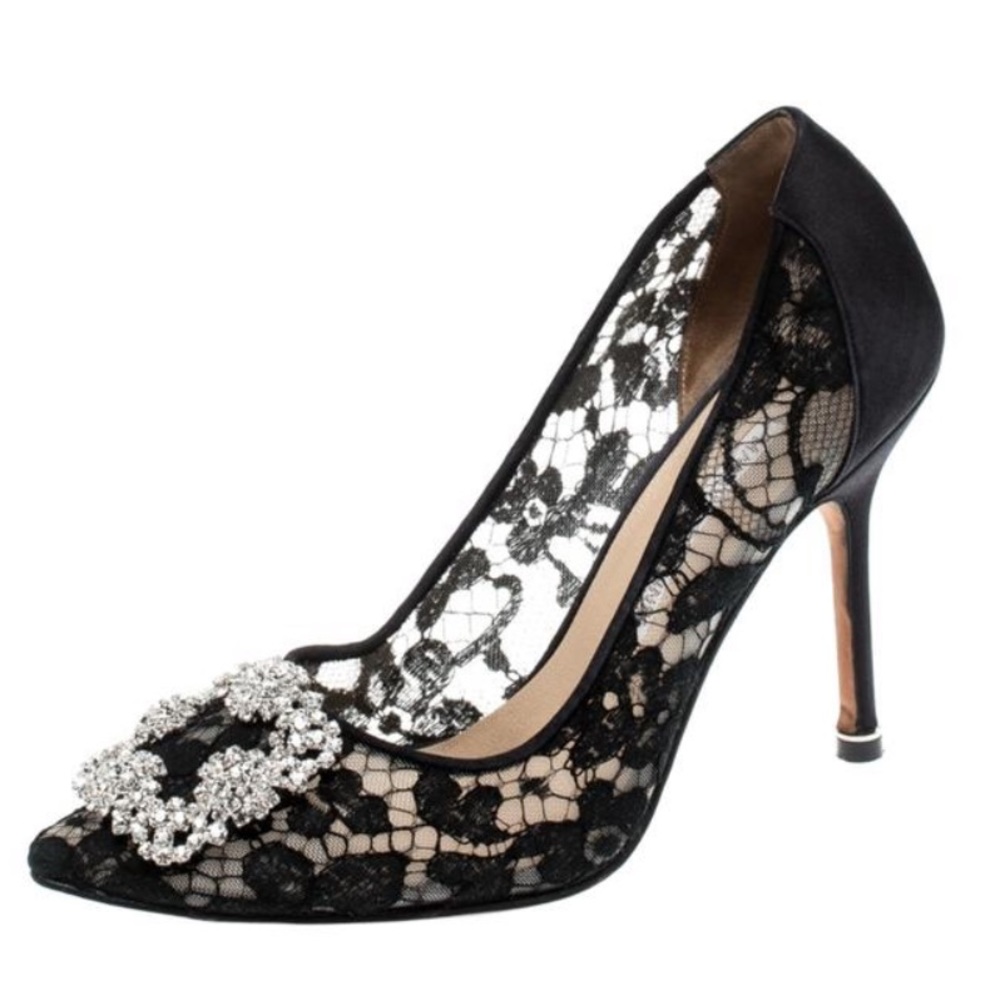 Manolo blahnik black lace hangisis